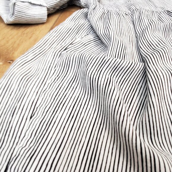 JONES NEW YORK Womens Blouse Size 2X Black & White Stripes Roll Tab Sleeve Top - Picture 9 of 13